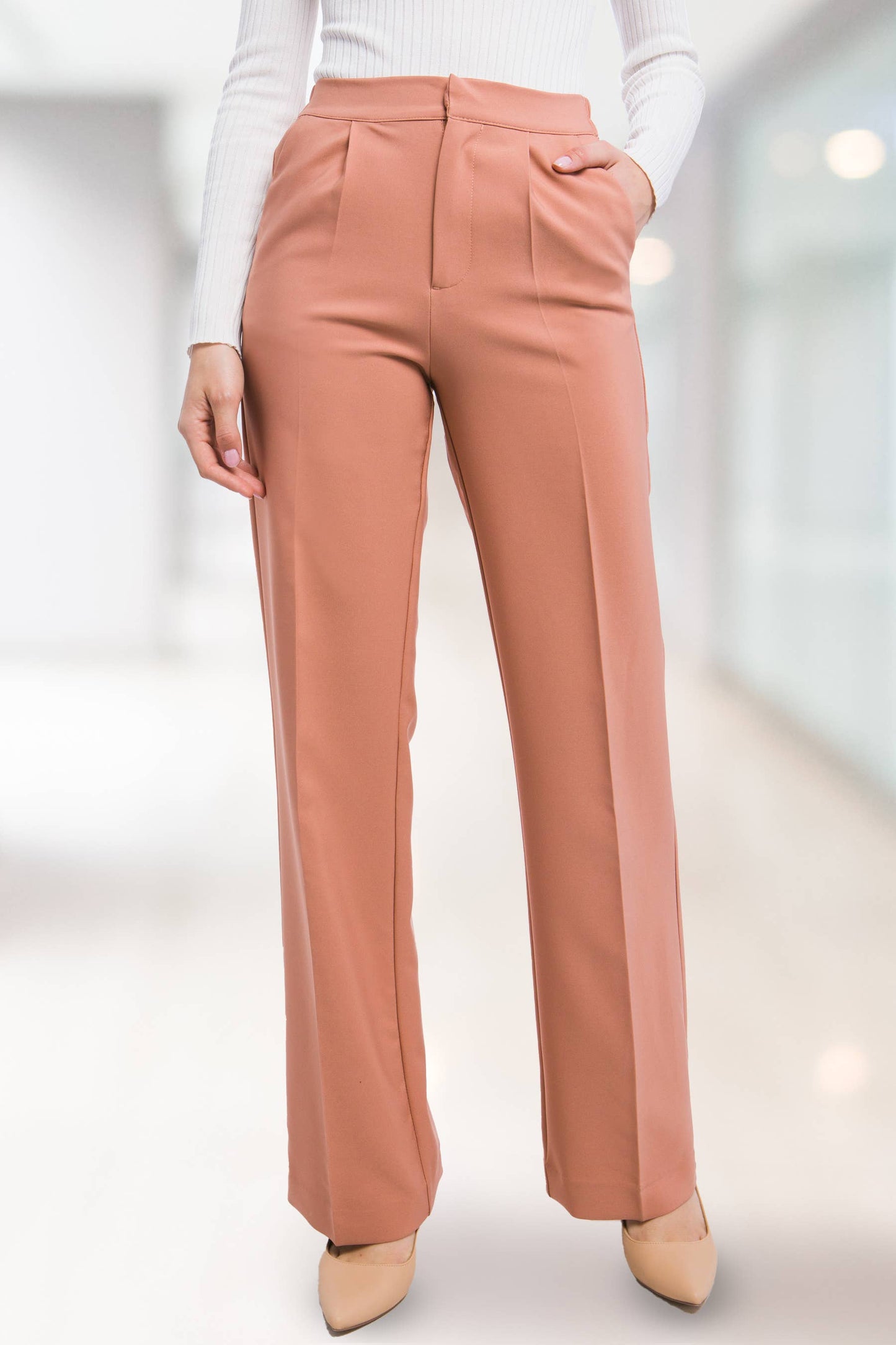 42POPS - ",...SI-25289 Regular-Fit Dress Pants w/ Elastic Back: Black-159548 / L