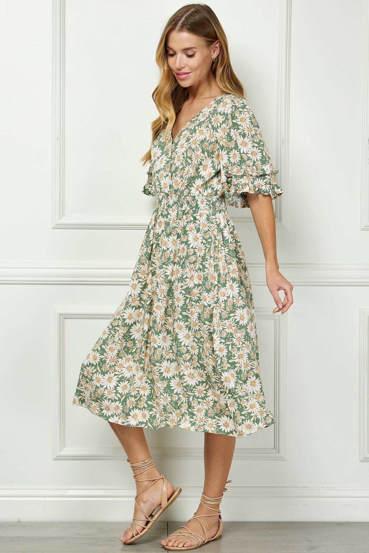 Winslow Collection - ELEGANT KIMONO INSPIRED SURPLICE DRESS  : BKCRM / M