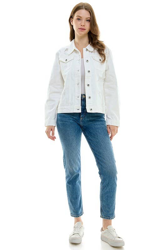 BLUE AGE - LADY CASUAL COTTON DENIM JEAN JACKET (OPEN PACK): Olive / 100% Cotton / M