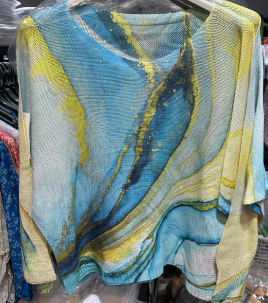 LOOWIE - C1006 Tie-dye Printed Spring Long Sleeves Sweater  : Olive