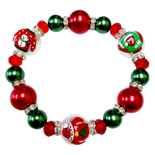 Fiona Accessories - Christmas Beaded Stretch Bracelet Holiday Gifts: Red Nutcracker