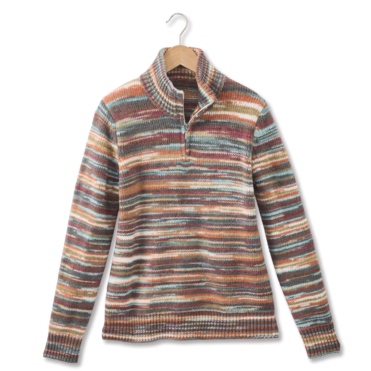 Chadwicks - Space Dyed Quarter Zip Mockneck Sweater: Natural Multi / Large