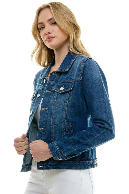 BLUE AGE - LADY CASUAL COTTON DENIM JEAN JACKET (OPEN PACK): Olive / 100% Cotton / M