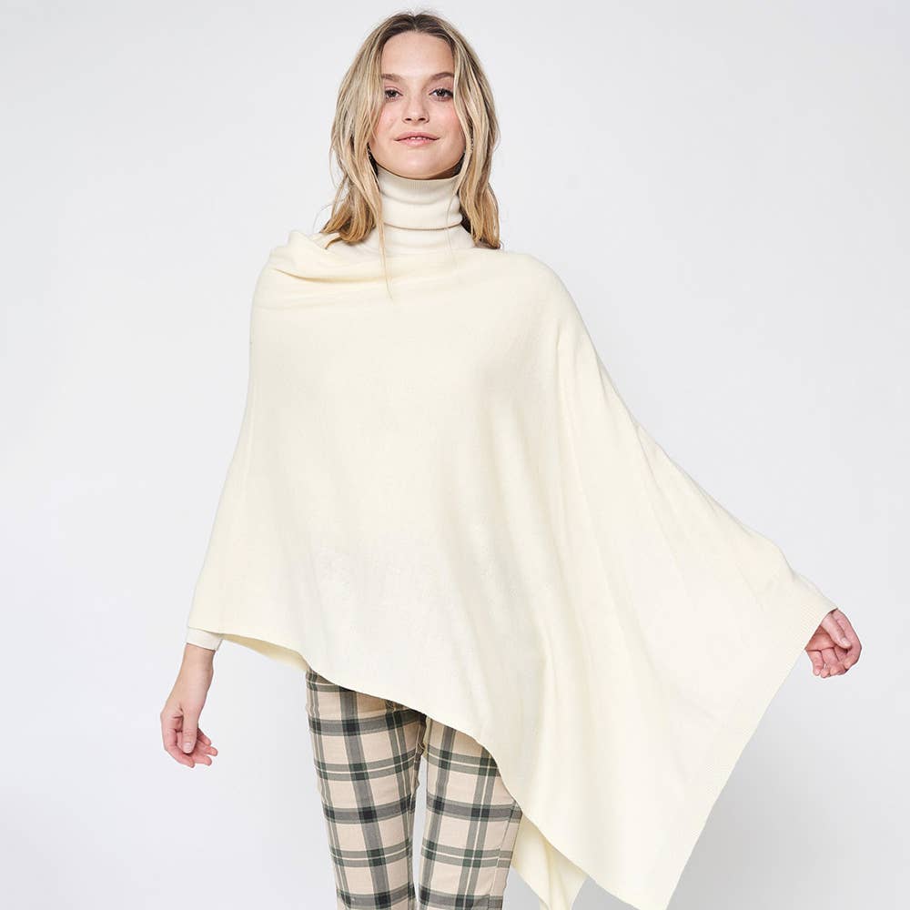 Sensibling Corp. - Solid Scarf Poncho: Ivory