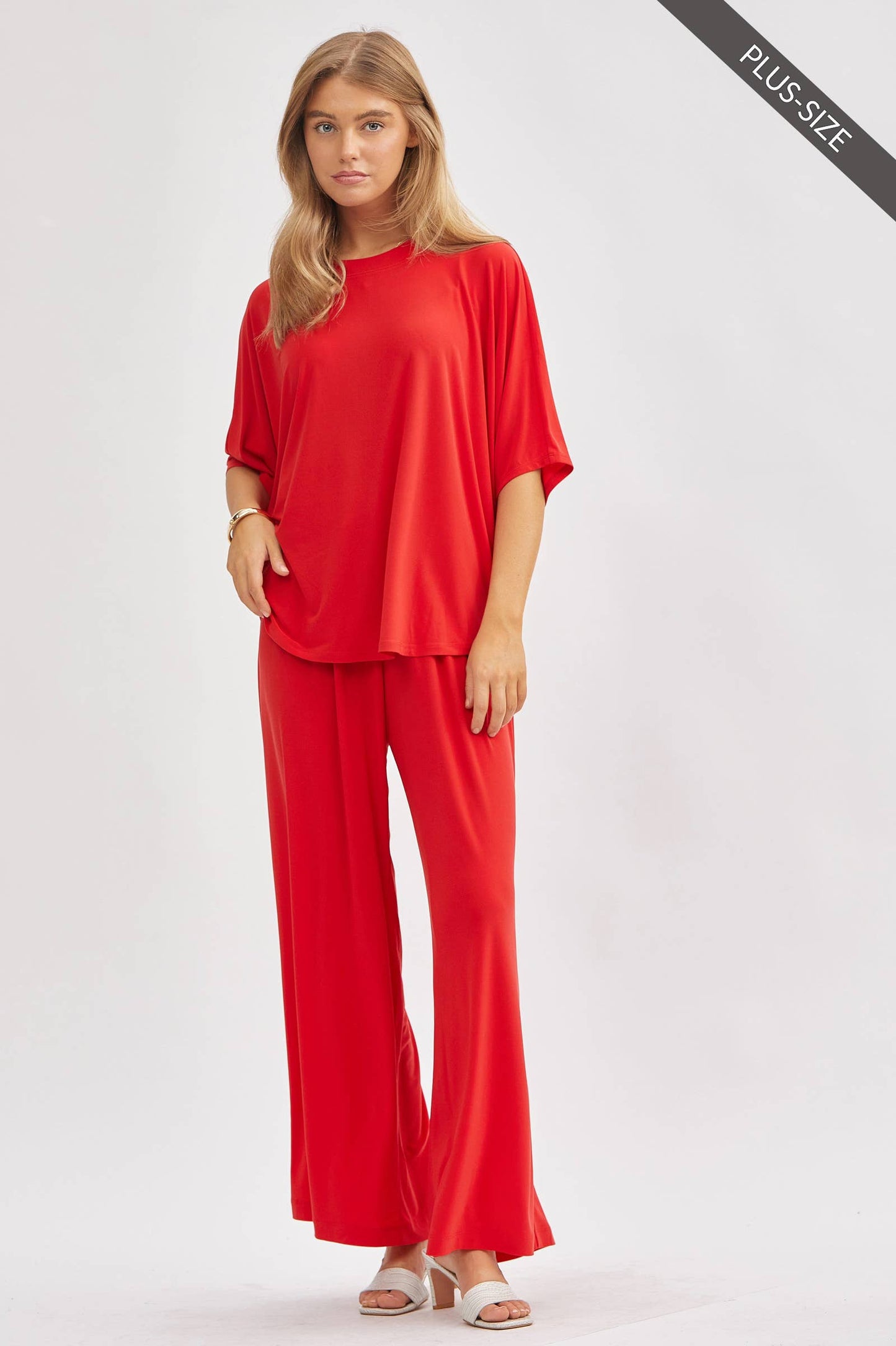 Dear Scarlett - PLUS SIZE Flowy Top + Wide Leg Set TRVSET-COASTAL: Royal Blue / 2X