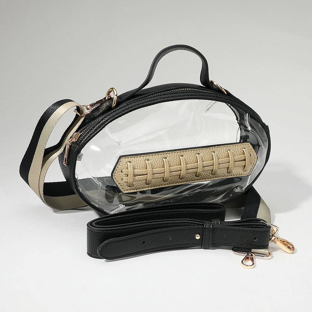 Sensibling Corp. - Football Shaped Transparent Crossbody Bag
: Brown