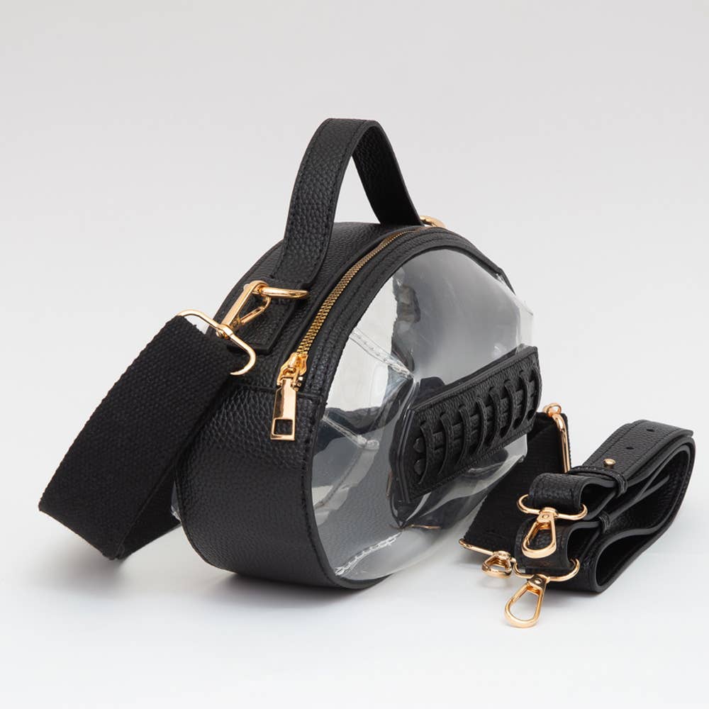 Sensibling Corp. - Football Shaped Transparent Crossbody Bag
: Brown