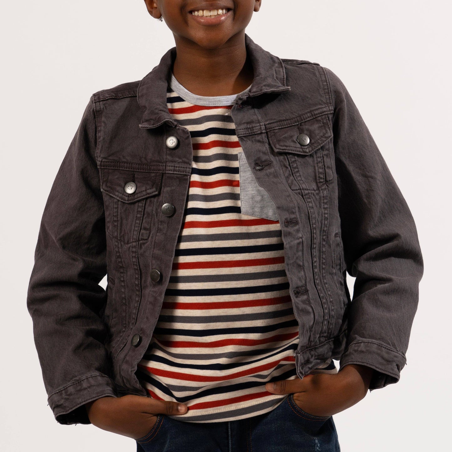 Kidpik - Colored Jean Jacket: Oyster Grey / M (10)