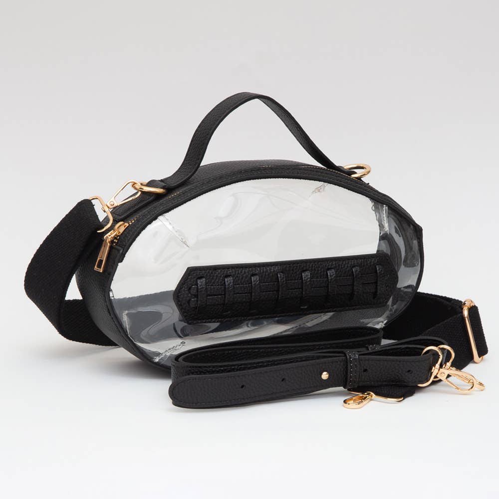 Sensibling Corp. - Football Shaped Transparent Crossbody Bag
: Brown