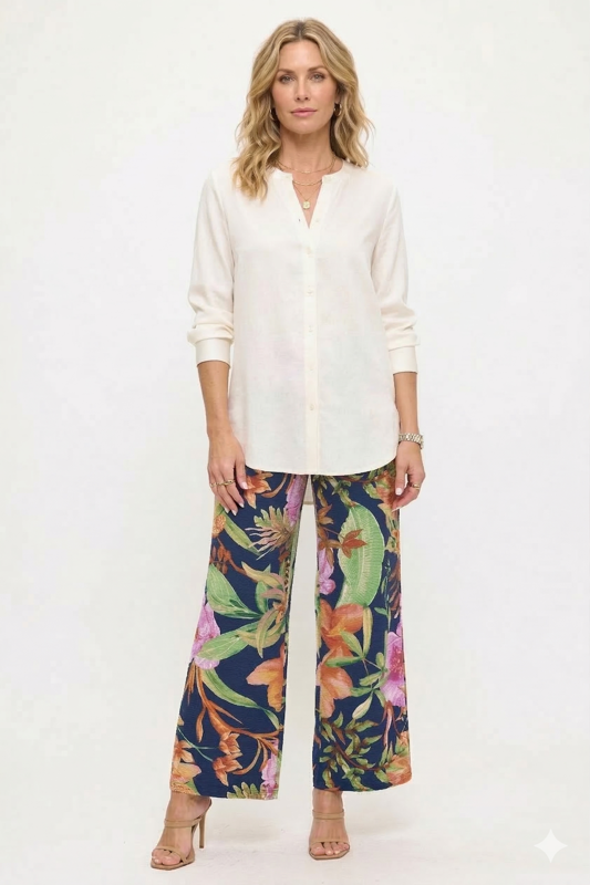 Jostar - Venechia Pleated Wide Leg Pants-5042VP-ARP1-W528: M