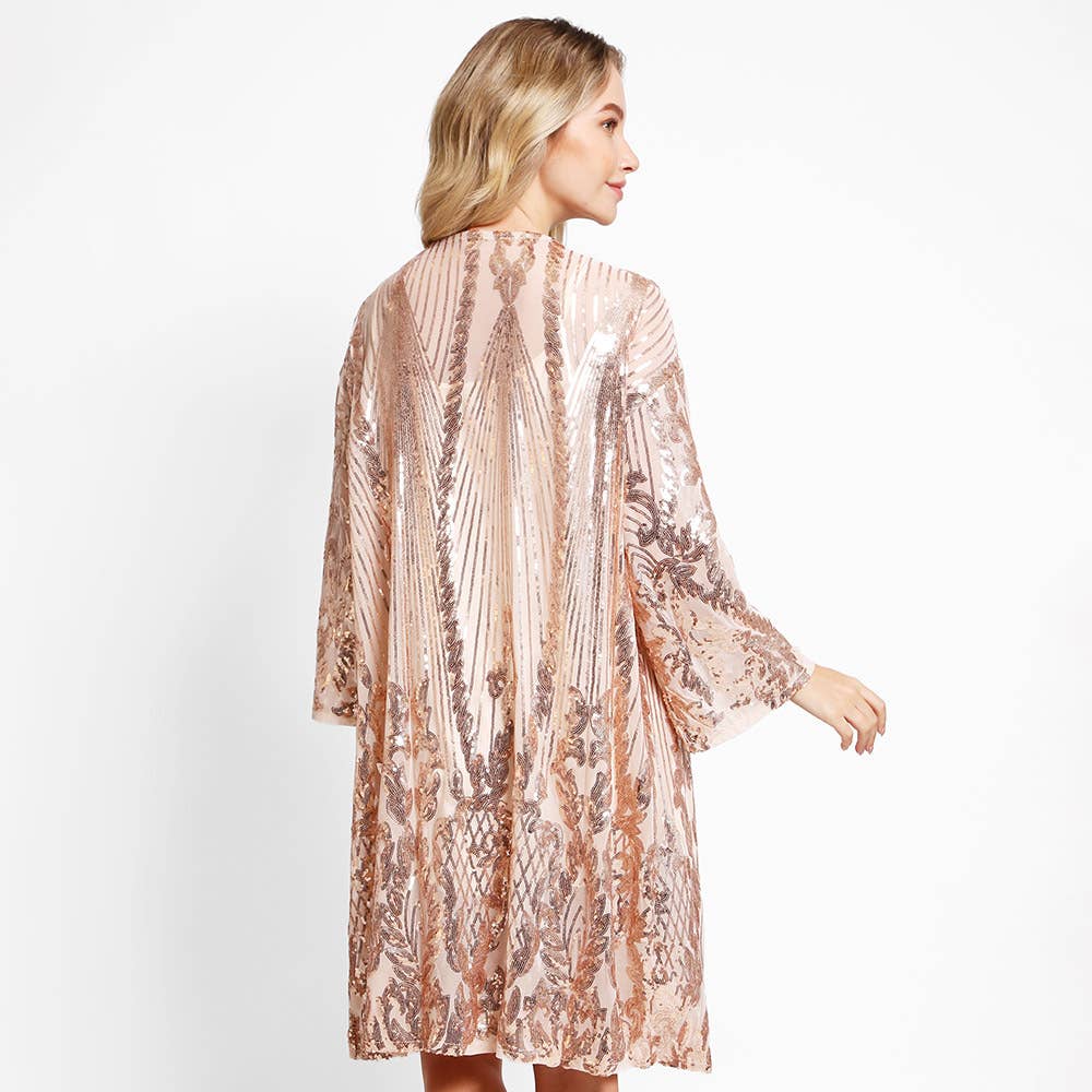 Sensibling Corp. - Sequin Cover Up Kimono Poncho: Black
