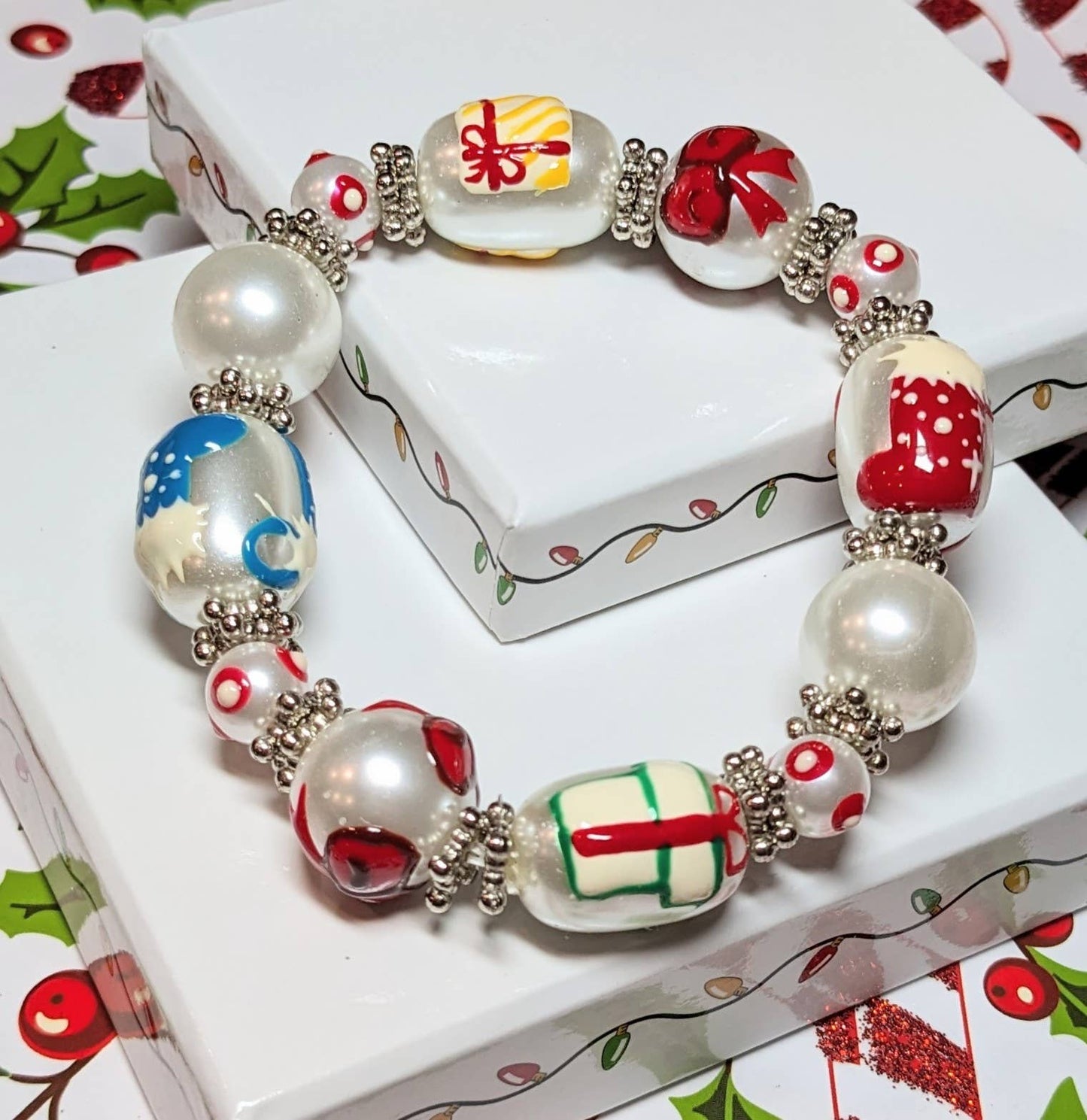 Fiona Accessories - Christmas Bracelet Painted Snowman Gift Tree Holiday Gifts: Gingerbread Man