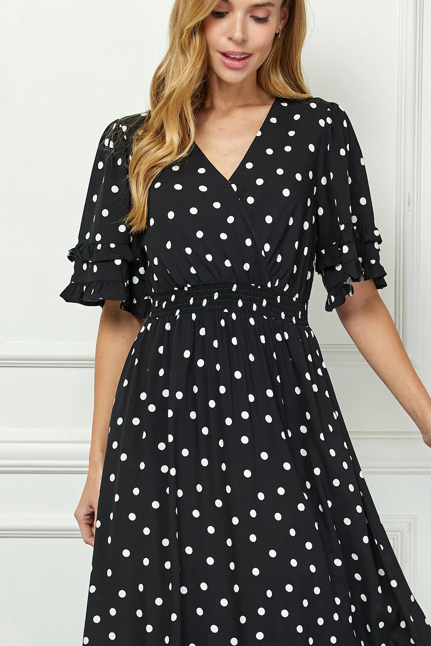 Winslow Collection - ELEGANT KIMONO INSPIRED SURPLICE DRESS  : BKCRM / M