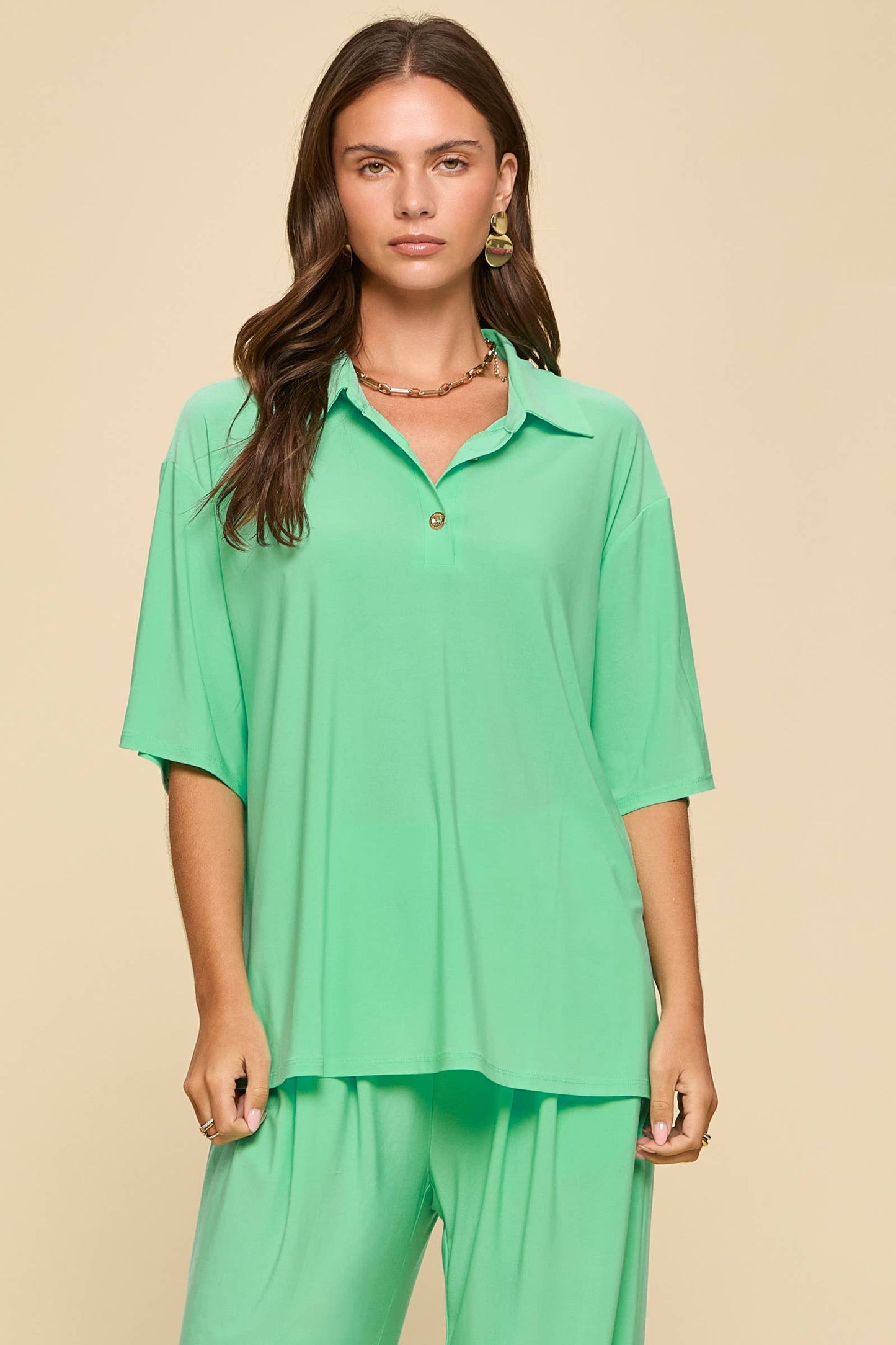 Dear Scarlett - 2-Piece Blouse + Relaxed Pants Resort Wear Set: BLACK / M