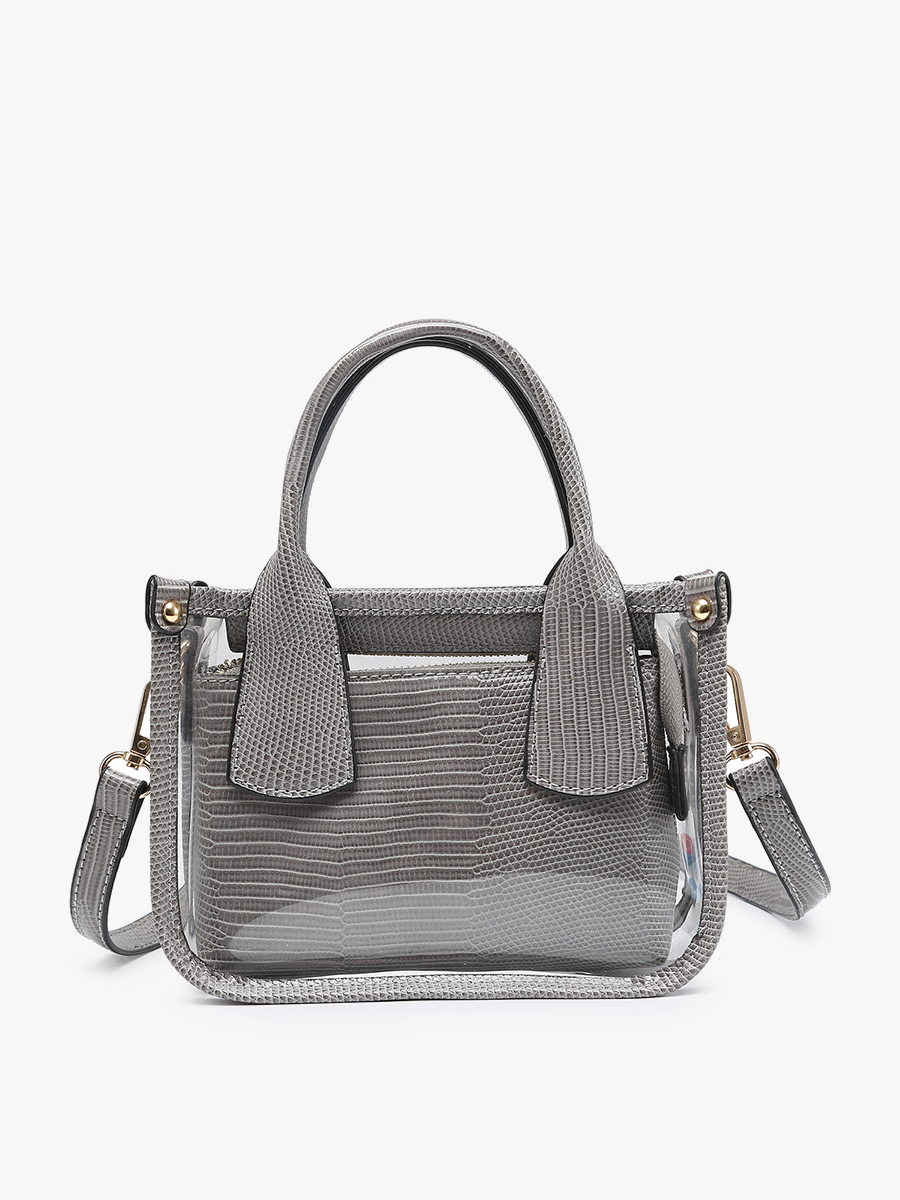 Jen & Co. - M2225CR Stacey Clear Satchel w/ Inner Bag: Silver