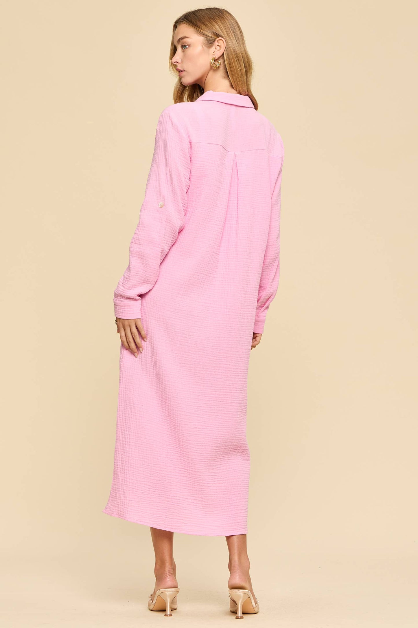 Dear Scarlett - Breathable Cotton Button-Down Duster: COASTAL NAVY