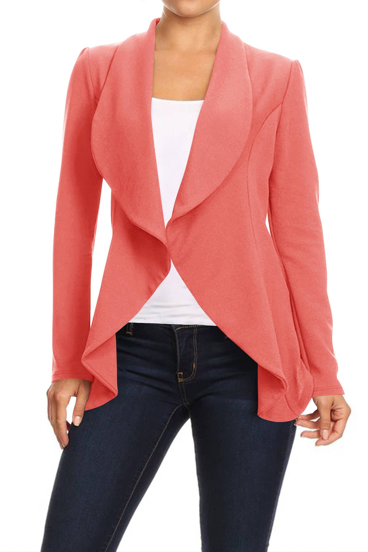MOA COLLECTION - Women's Casual Office Work Basic Blazer Jacket S-3XL: Burgundy / XX-Large