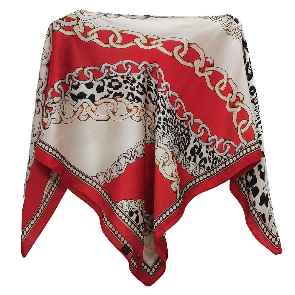 Sensibling Corp. - Leopard Chain Print Scarf Poncho: Brown
