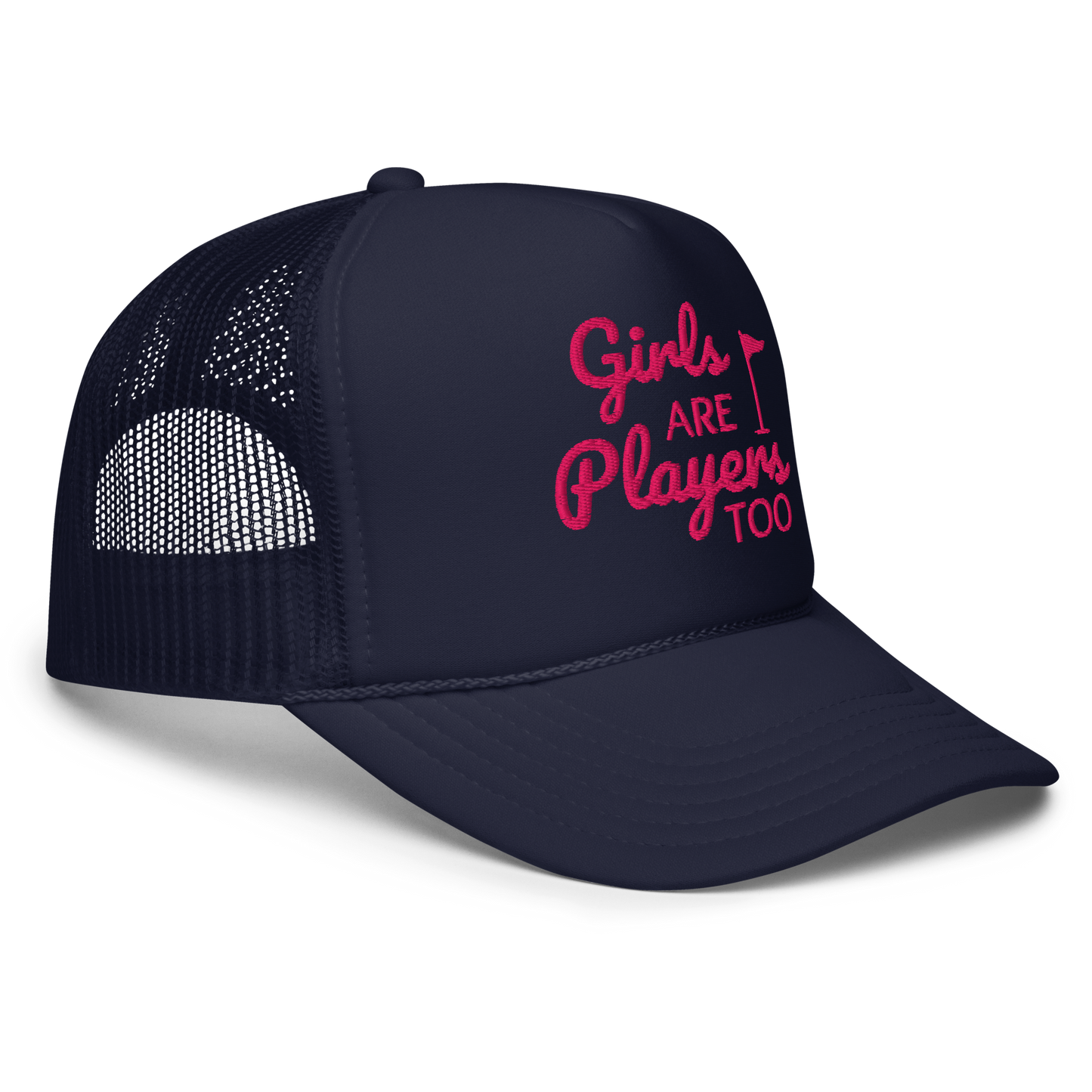 Girls Are Players, Too Embroidered Golf Trucker Hat
