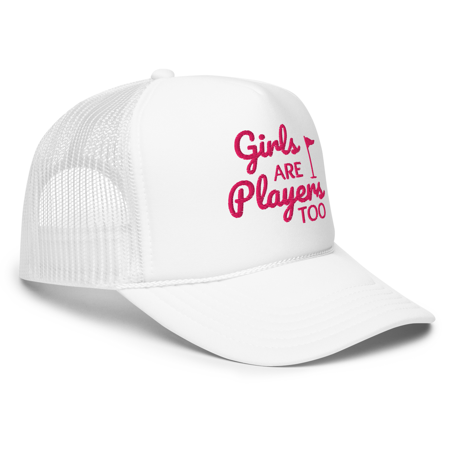 Girls Are Players, Too Embroidered Golf Trucker Hat
