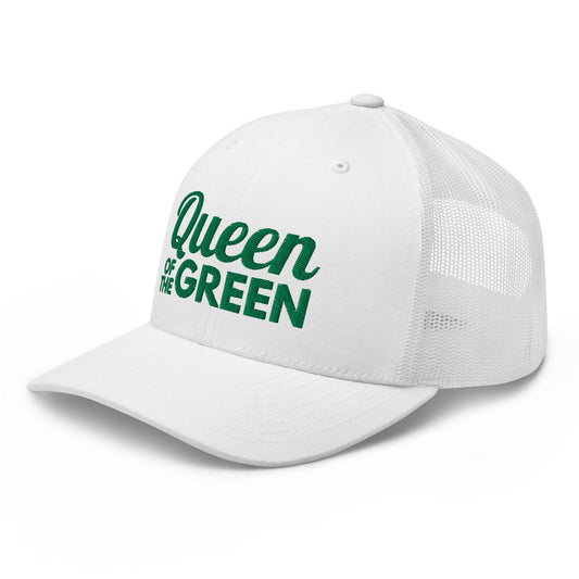 Queen of the Green Trucker Hat, Embroidered Golf Hat for Women