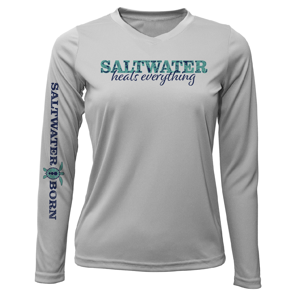 Key West, FL "Saltwater Heals Everything" Women's Long Sleeve UPF 50+ Dry-Fit Shirt