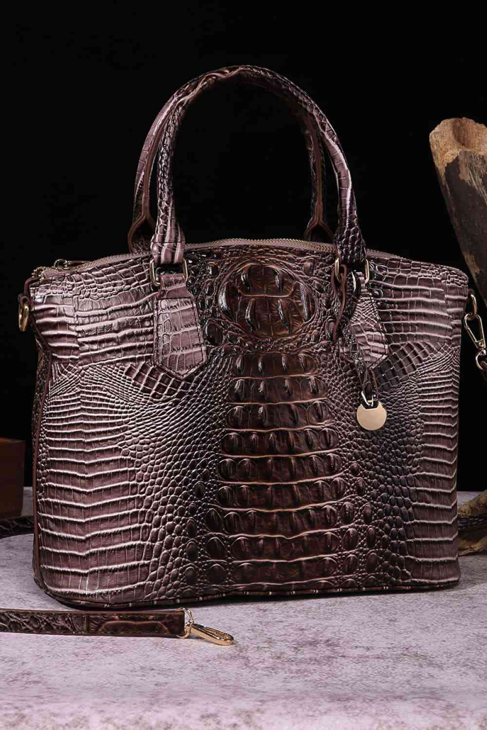 Trendsi Croc Embossed Gradient PU Leather Handbag