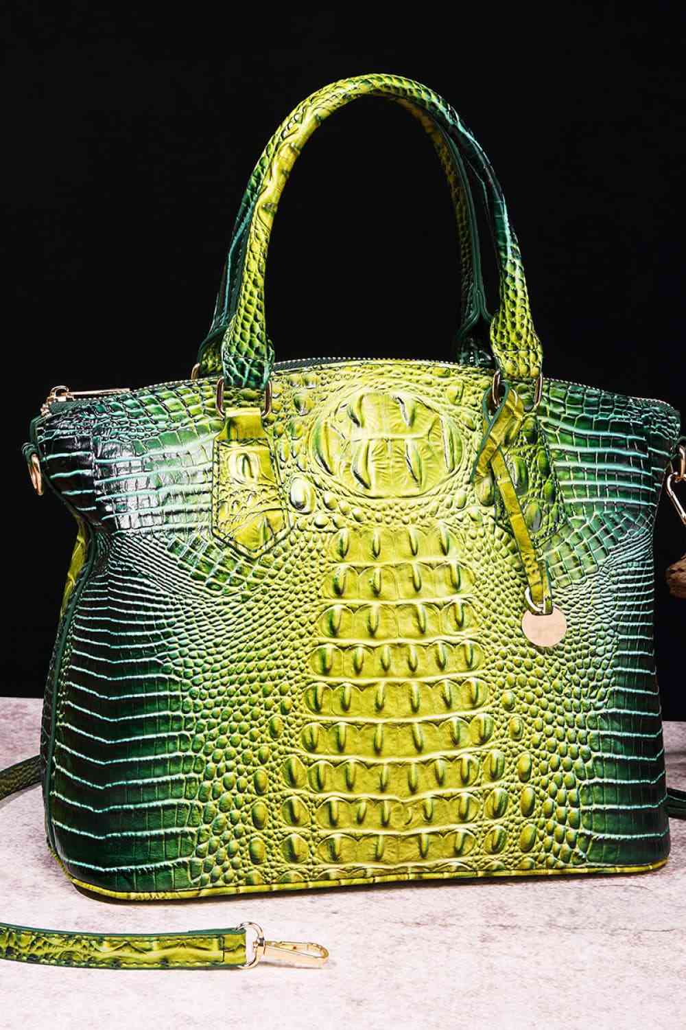 Trendsi Croc Embossed Gradient PU Leather Handbag