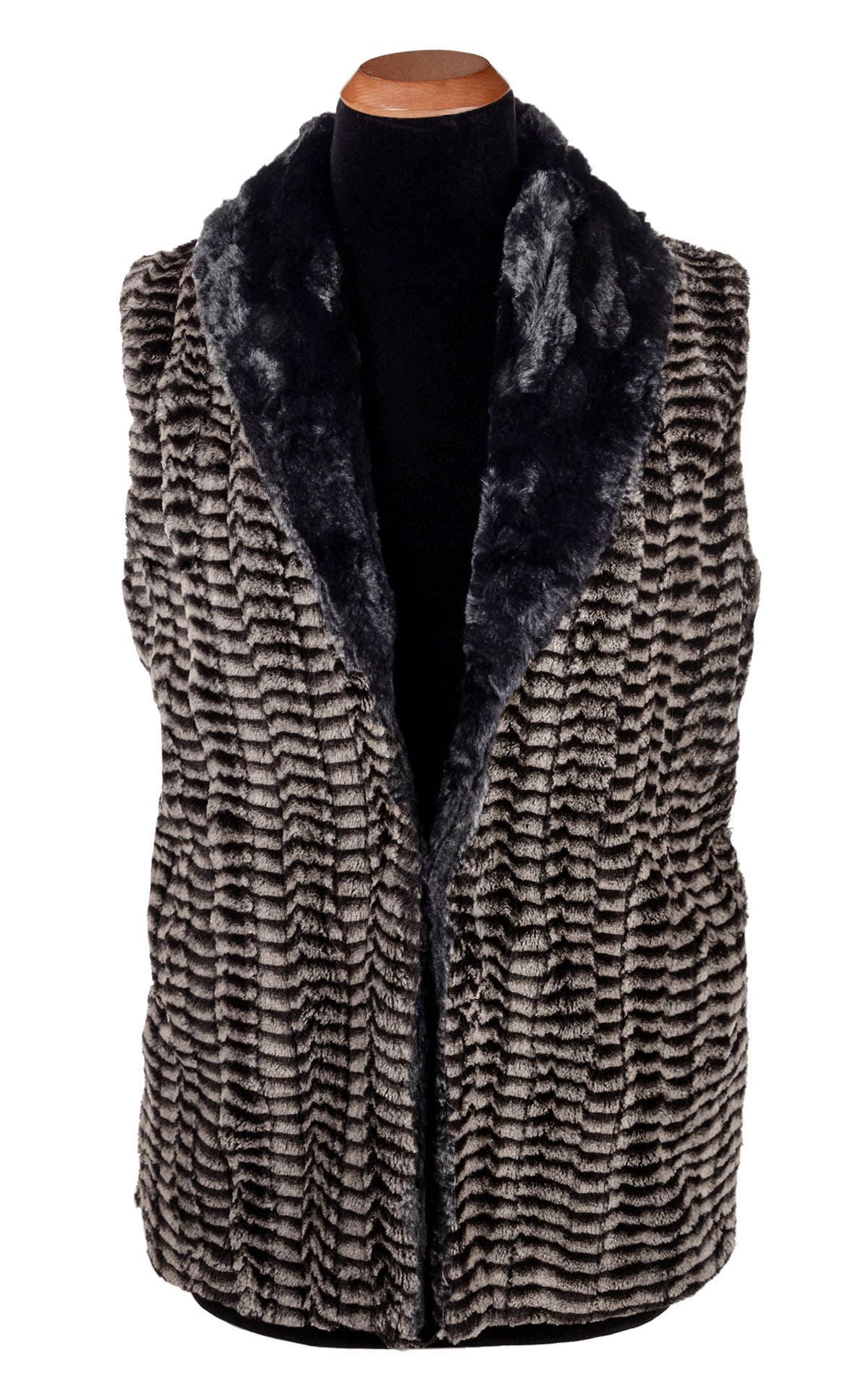 Shawl Collar Vest +4" - Reversible: Small / 8mm Black & White / Black