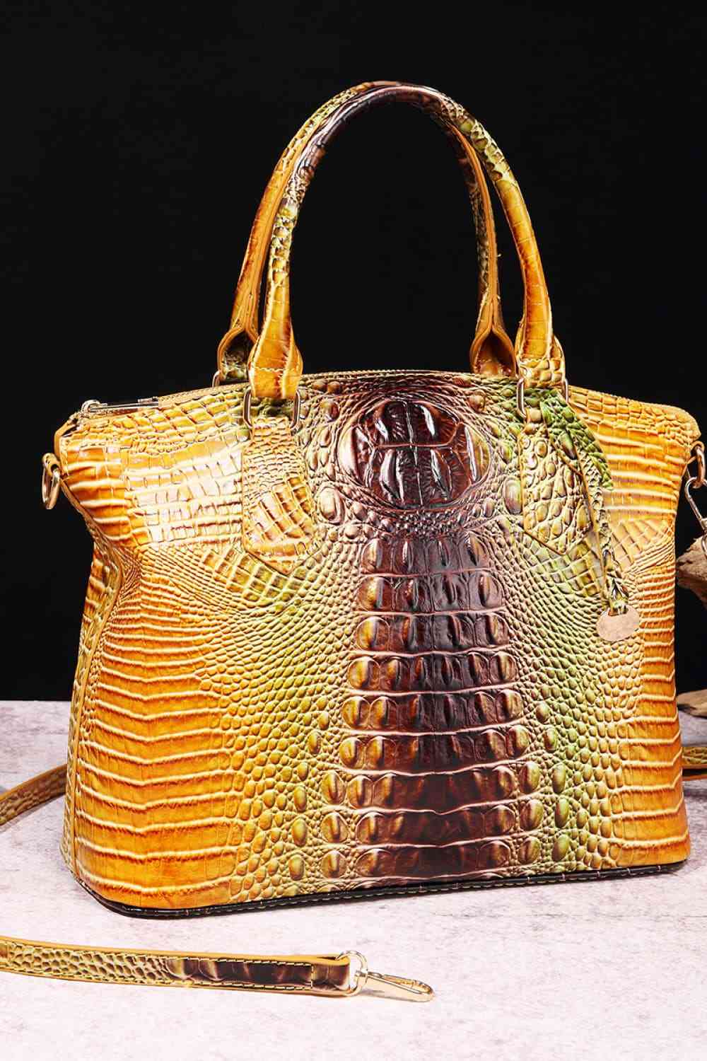 Trendsi Croc Embossed Gradient PU Leather Handbag