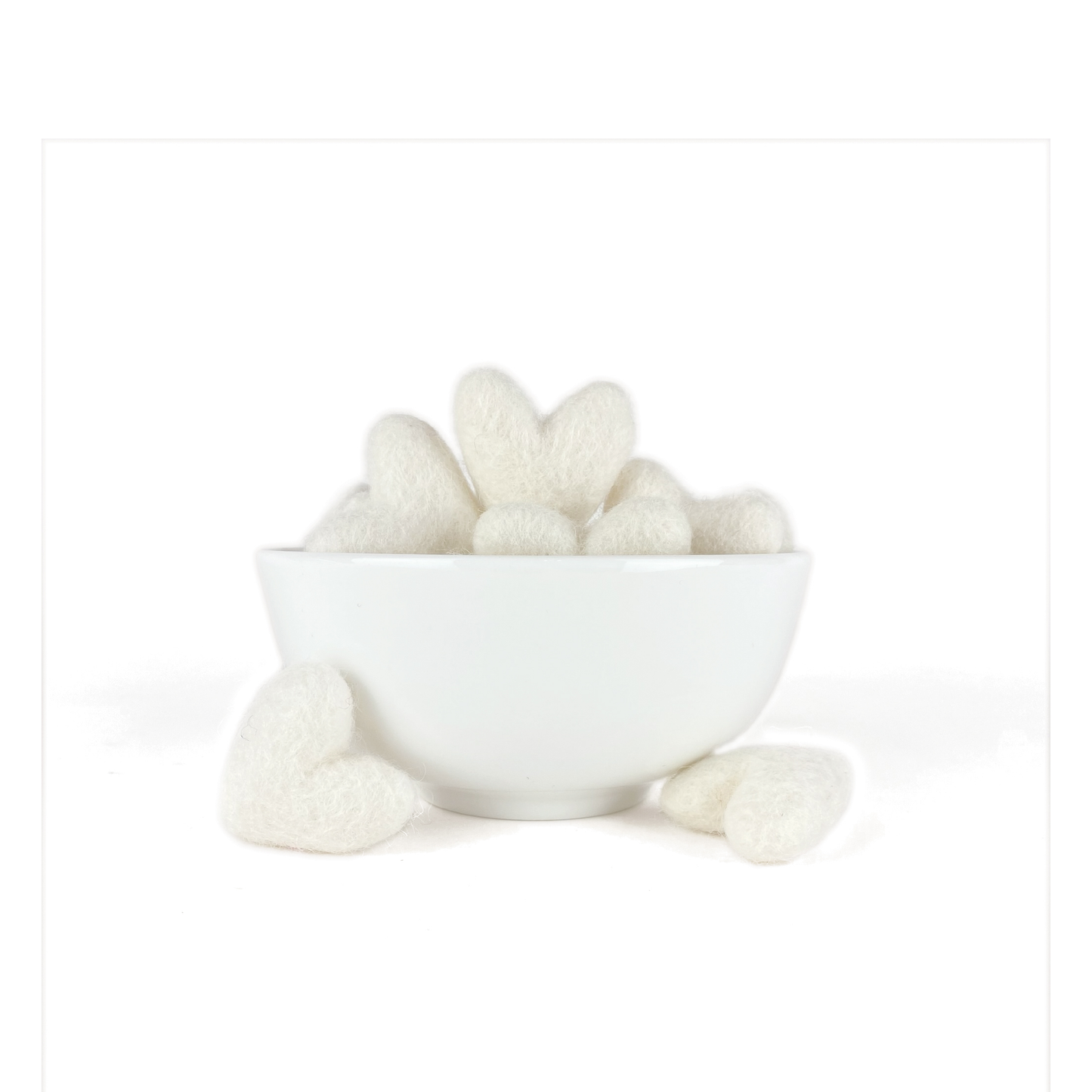 Sheep Farm Felt - White Hearts- Set of 20