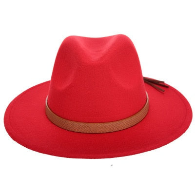 Online Exclusive! Women Wide Brim Wool Felt Jazz Fedora Hats Panama Style Ladies Trilby Gambler Hat Fashion Party Cowboy Sunshade Cap