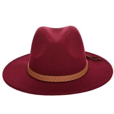Online Exclusive! Women Wide Brim Wool Felt Jazz Fedora Hats Panama Style Ladies Trilby Gambler Hat Fashion Party Cowboy Sunshade Cap