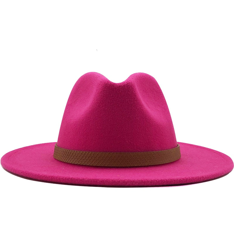 Online Exclusive! Women Wide Brim Wool Felt Jazz Fedora Hats Panama Style Ladies Trilby Gambler Hat Fashion Party Cowboy Sunshade Cap