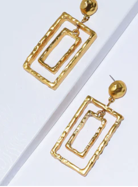 Karine Sultan Rectangular Ghost Frame Dangle Earrings