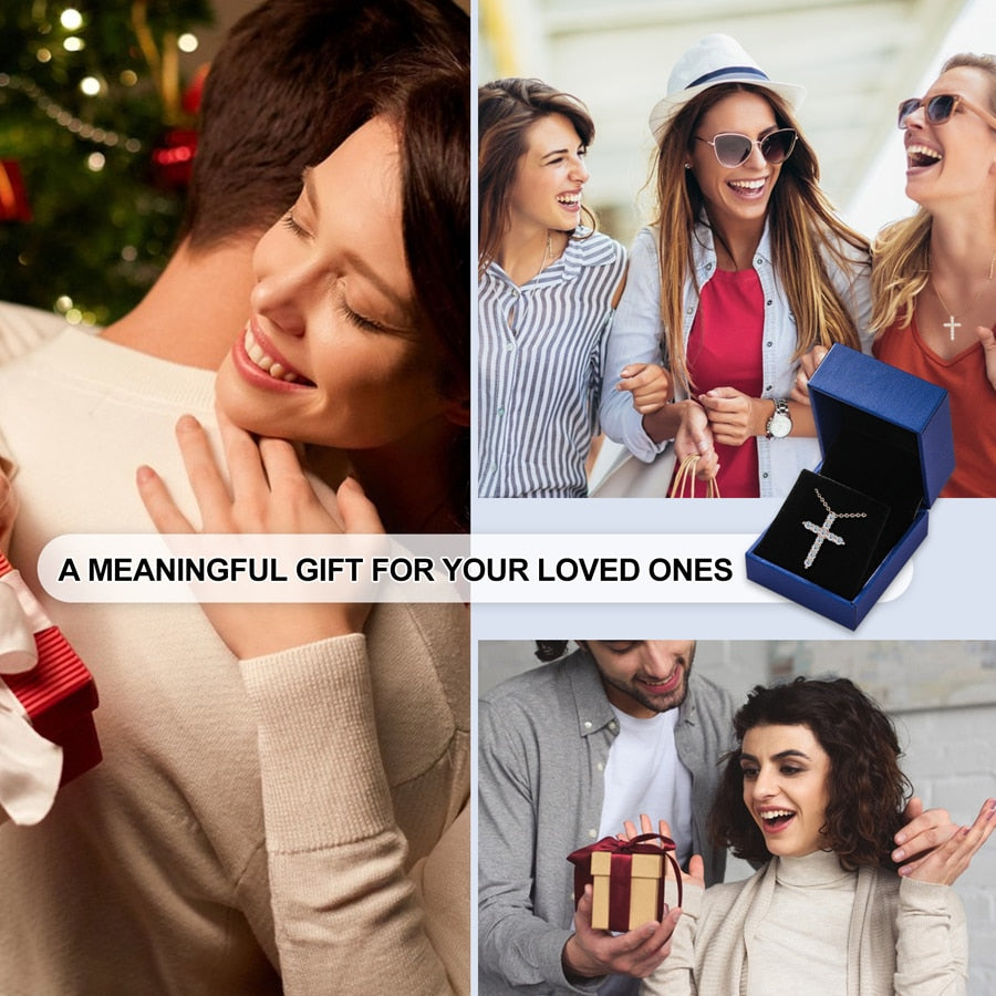 Online Special! COSYA Real Moissanite Cross Pendant Necklace For Women 925 Sterling Silver 3mm D Color Necklaces Sparkling Fine Jewelry