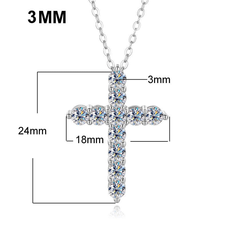 Online Special! COSYA Real Moissanite Cross Pendant Necklace For Women 925 Sterling Silver 3mm D Color Necklaces Sparkling Fine Jewelry