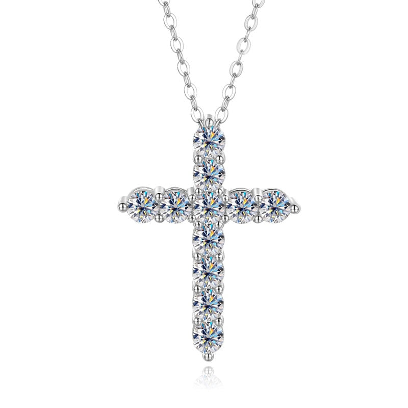 Online Special! COSYA Real Moissanite Cross Pendant Necklace For Women 925 Sterling Silver 3mm D Color Necklaces Sparkling Fine Jewelry