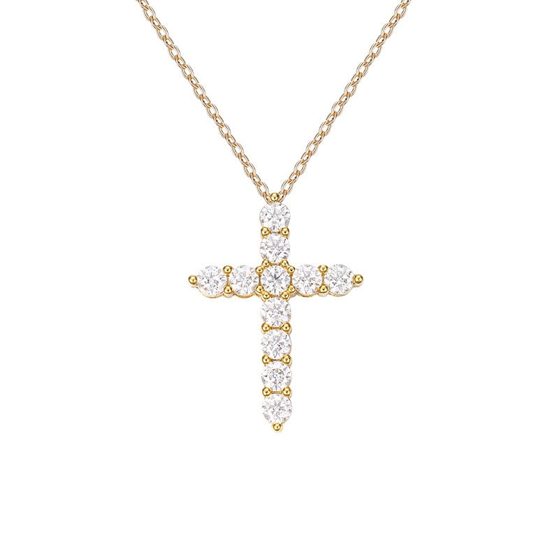 Online Special! COSYA Real Moissanite Cross Pendant Necklace For Women 925 Sterling Silver 3mm D Color Necklaces Sparkling Fine Jewelry