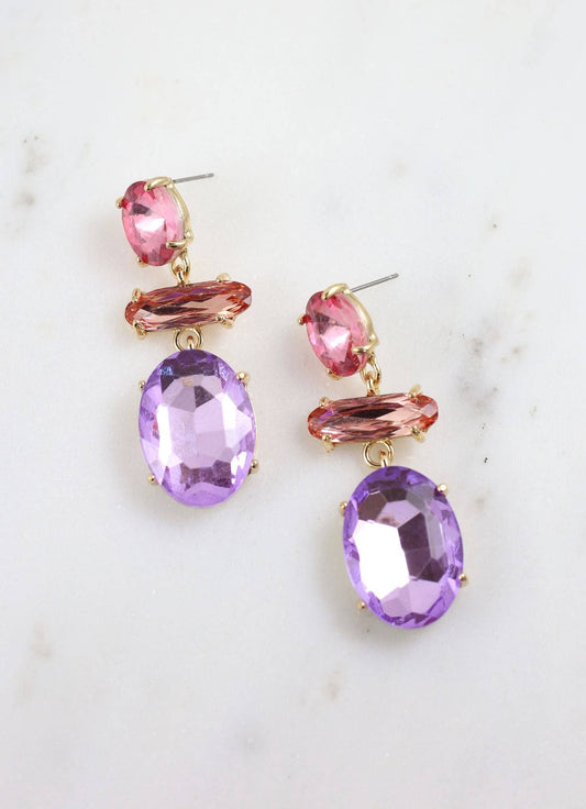 Caroline Hill - Brancaster Strone Drop Earring PINK MULTI