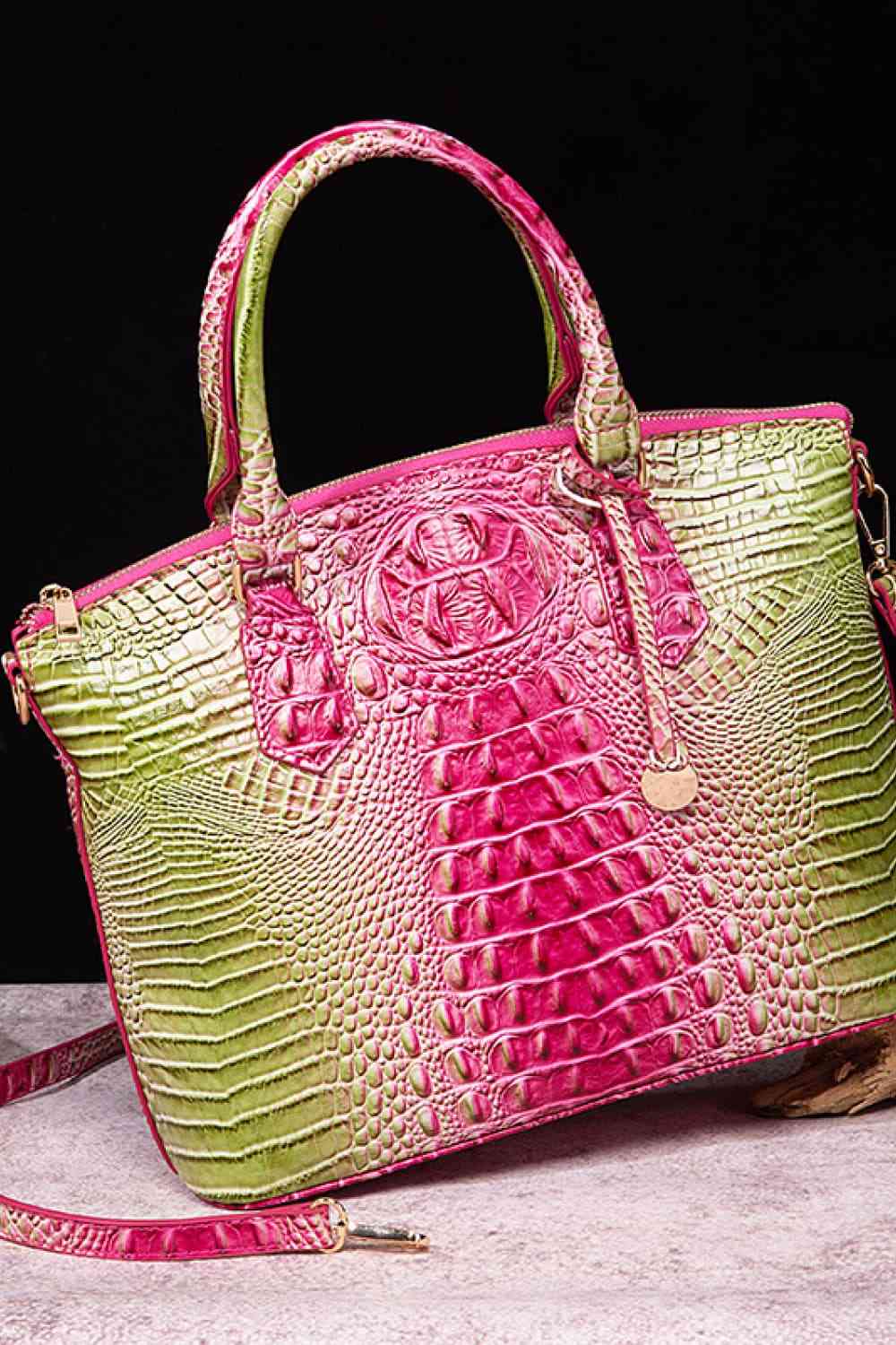 Trendsi Croc Embossed Gradient PU Leather Handbag