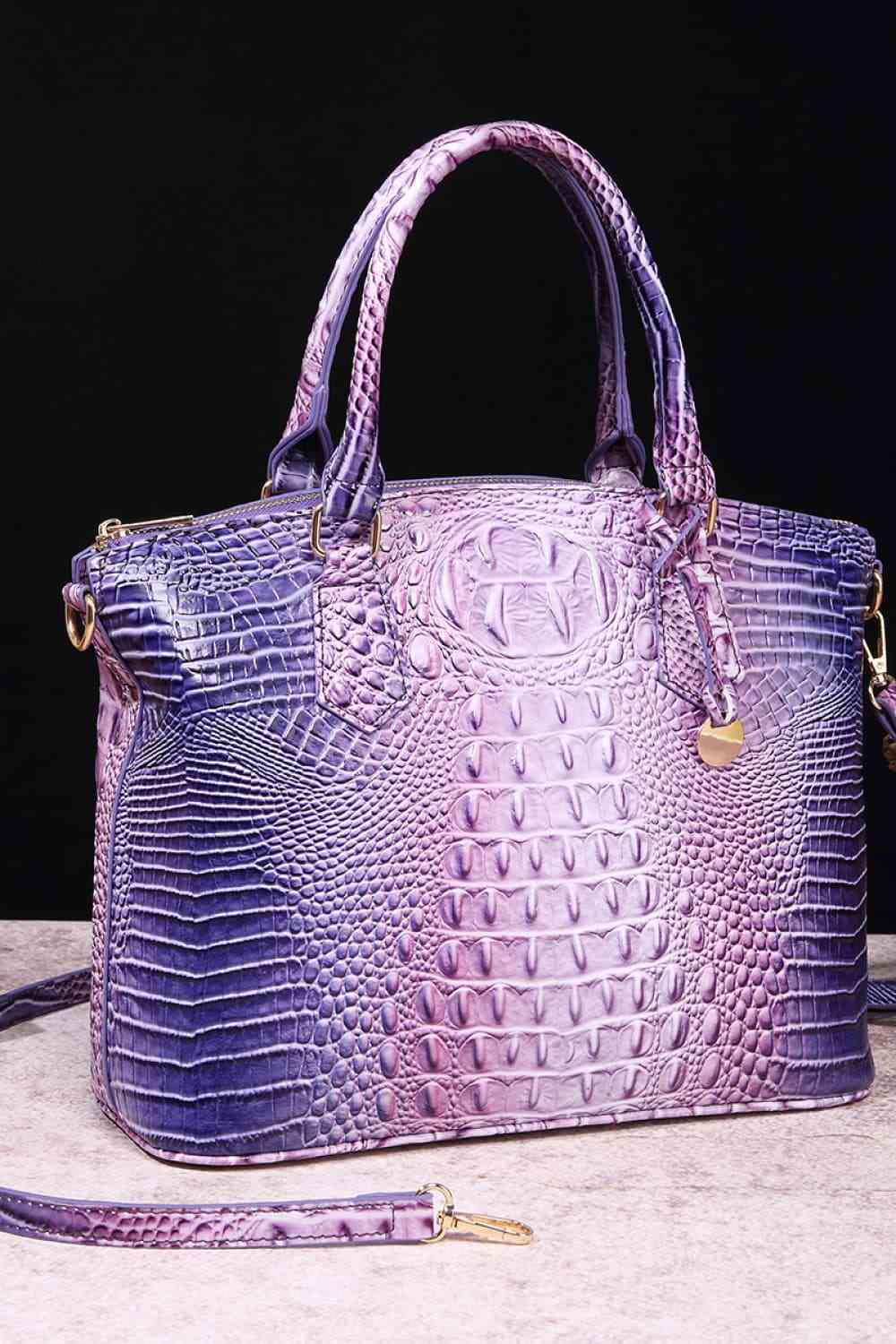Trendsi Croc Embossed Gradient PU Leather Handbag